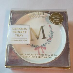 🆕️ Elegant "M" Ceramic Trinket Tray NWT/NIB